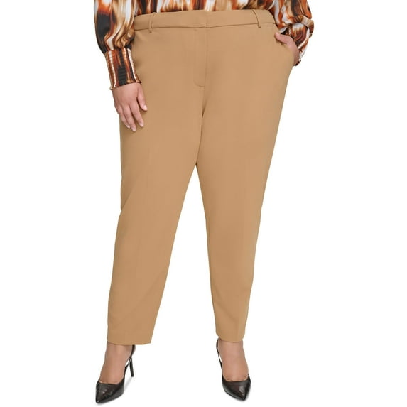 Calvin Klein Womens Plus High Rise Ankle Straight Leg Pants