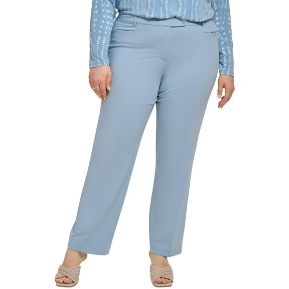 Calvin Klein Womens Plus High Rise Solid Straight Leg Pants