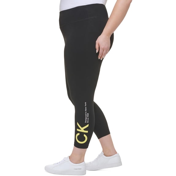 Calvin Klein Womens Plus Knit Logo Leggings