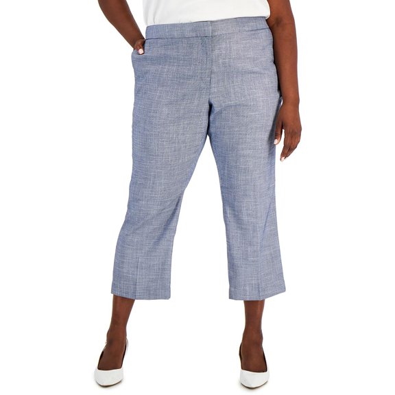 Calvin Klein Womens Plus Knit Office Cropped Pants