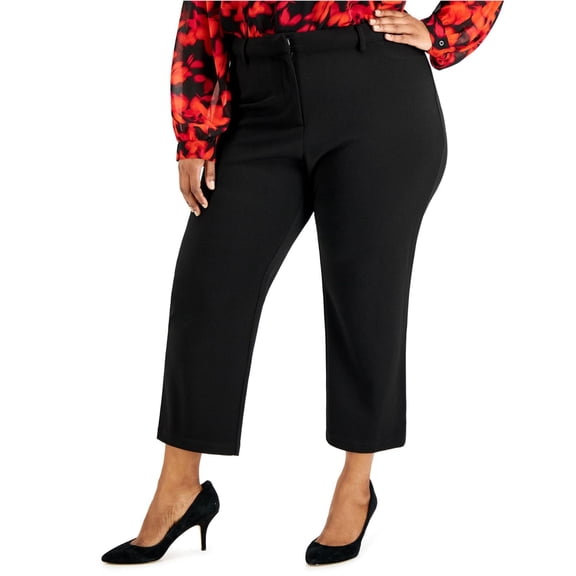 Calvin Klein Womens Office Solid Ankle Casual Trouser Pants, Black, Plus Size, 16W