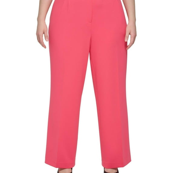 Calvin Klein Womens Scuba Crepe Casual Wide Leg Pants, Pink, Plus Size, 18W