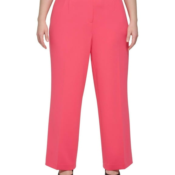 Calvin Klein Womens Scuba Crepe Casual Wide Leg Pants, Pink, Plus Size, 18W