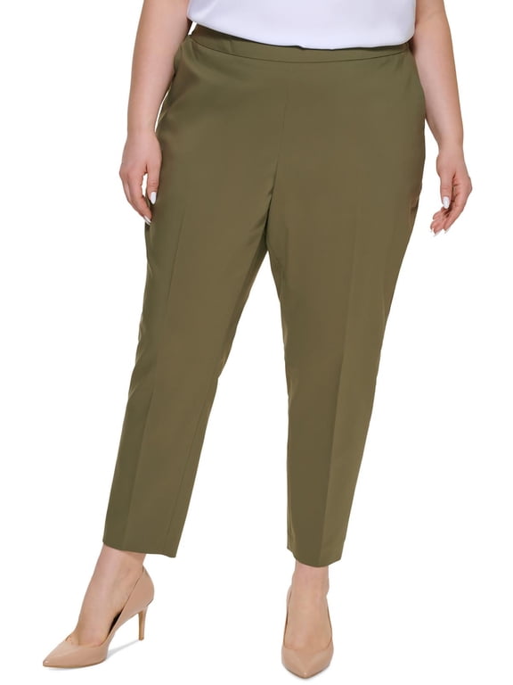 Womens Plus Slim Leg Office Cropped Pants