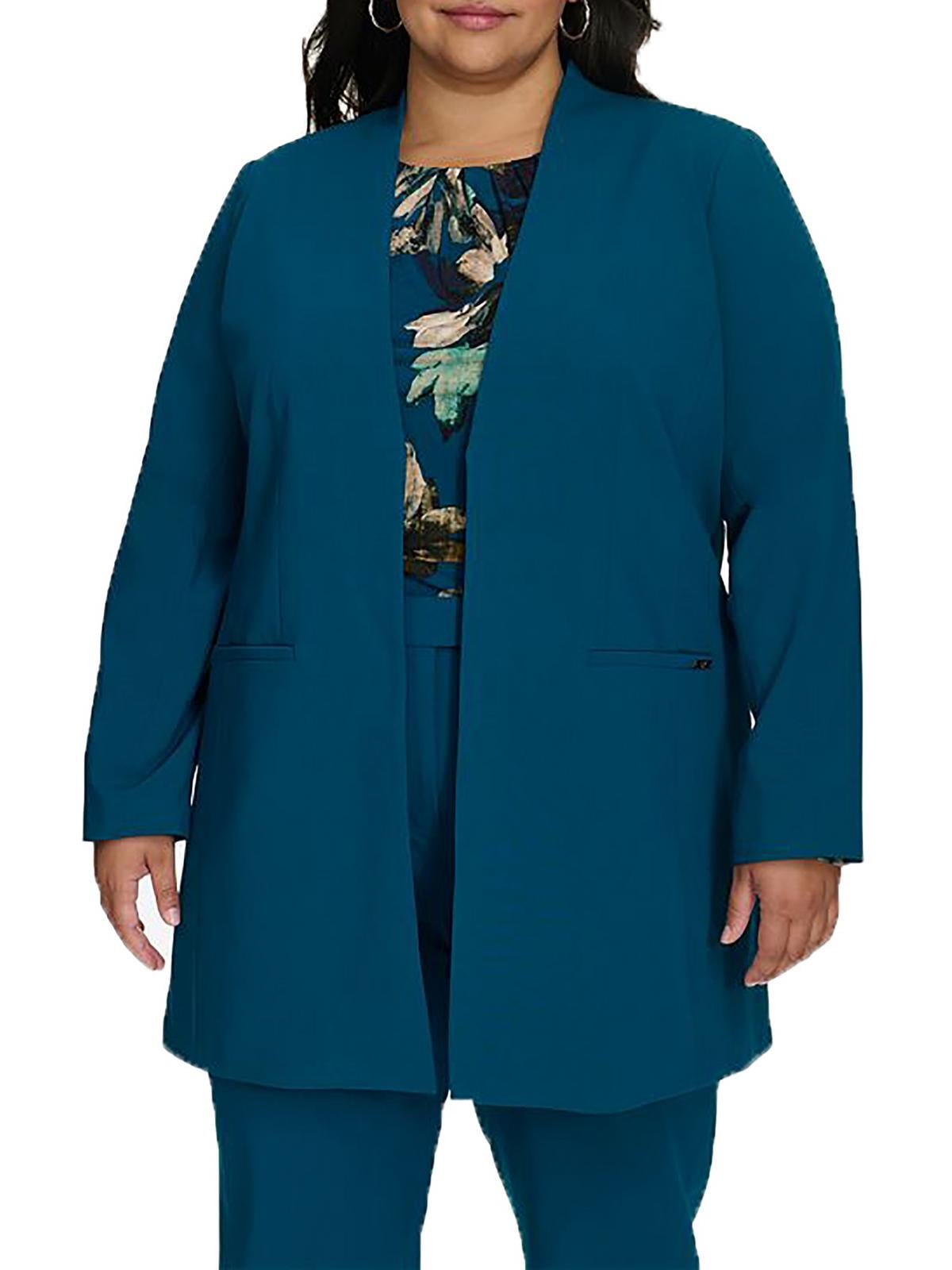 Calvin Klein Womens Plus Solid Open-Front Blazer