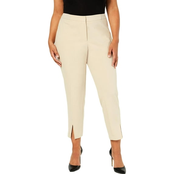 Calvin Klein Womens Plus Split Hem Mid-Rise Straight Leg Pants