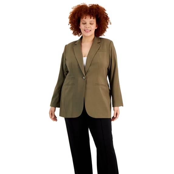 Calvin Klein Womens Plus Suit Separate Office One-Button Blazer Caper 14W