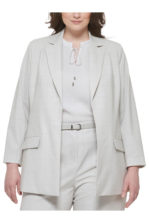 Womens Plus Suit Separate Office Wear Open-Front Blazer