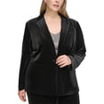 thumbnail image 1 of Calvin Klein Womens Velvet One Button Blazer Jacket, Black, Plus Size, 22W, 1 of 1