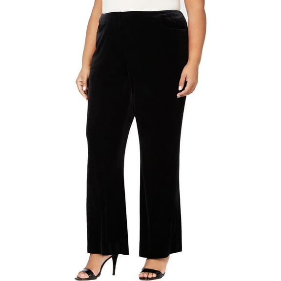 Calvin Klein Womens Plus Velvet Pocket Wide Leg Pants