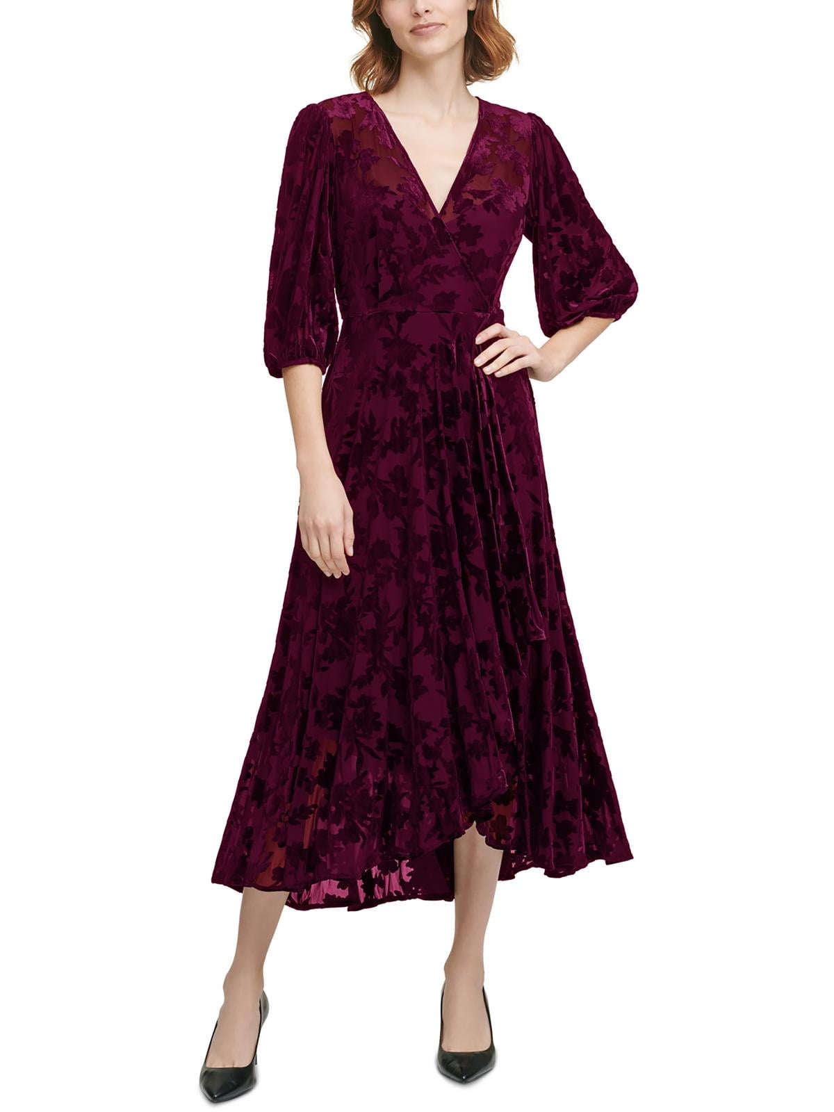 calvin klein burgundy velvet dress Red Velvet Calvin Klein Dress
