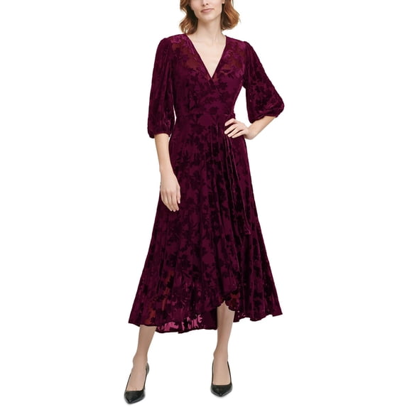 Calvin Klein Women's Velvet High Low A Line Dress Red Size XX-Large