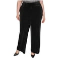 thumbnail image 1 of Calvin Klein Womens Velvet Casual Wide Leg Pants, Black, Plus Size, 14W, 1 of 1