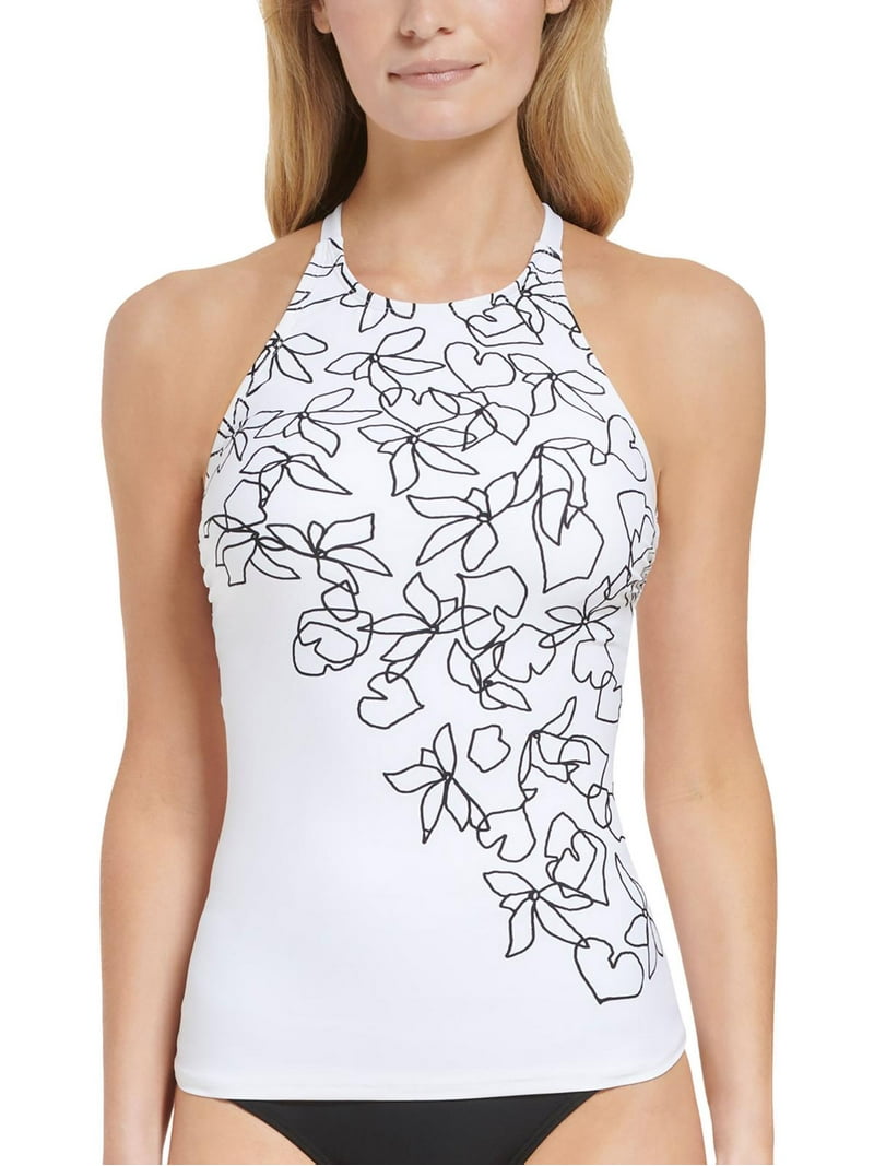 Calvin Klein Womens Printed Criss-Cross Back Tankini Swim Top