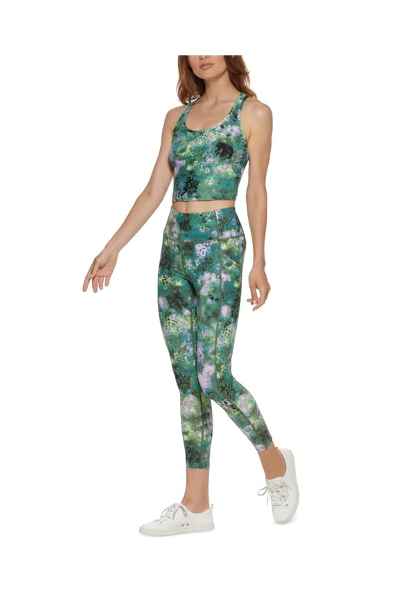 Womens Printed Racerback Cropped Tank Top Size Large