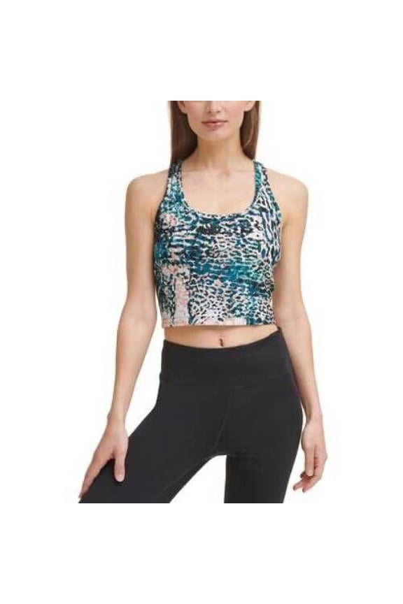 Womens Printed Racerback Cropped Tank Top green Size S MSRP $50
