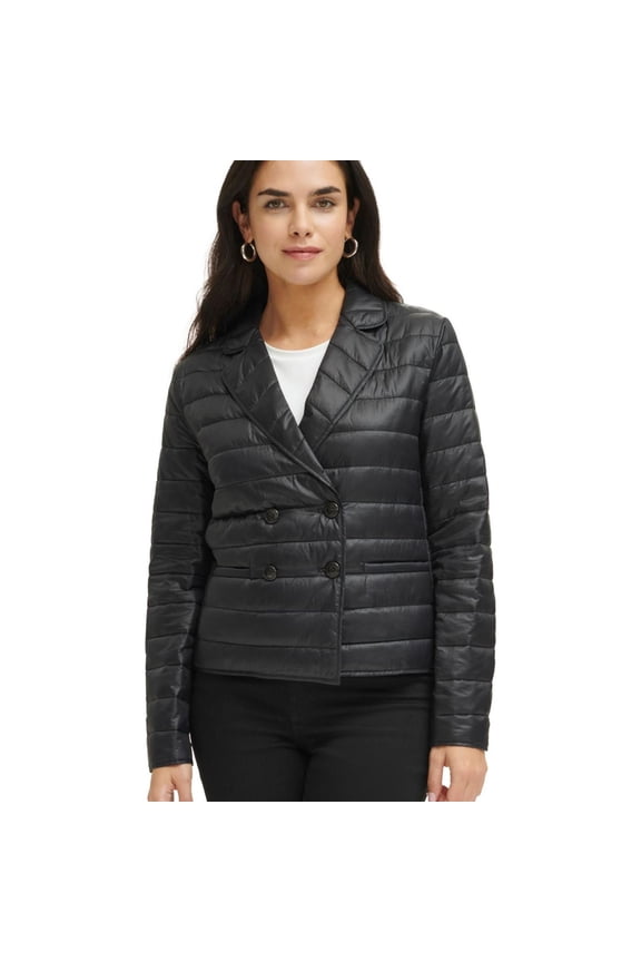 Womens Puffer Quilted Jacket, Black, Small