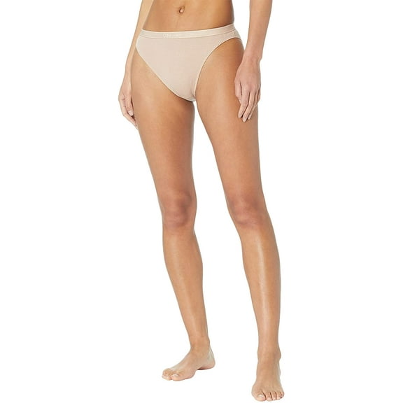 Calvin Klein Womens Pure Ribbed Cheeky Bikini Panty Medium Cedar