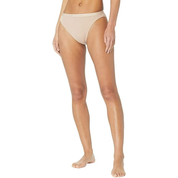 Calvin Klein Womens Pure Ribbed Cheeky Bikini Panty Medium Cedar