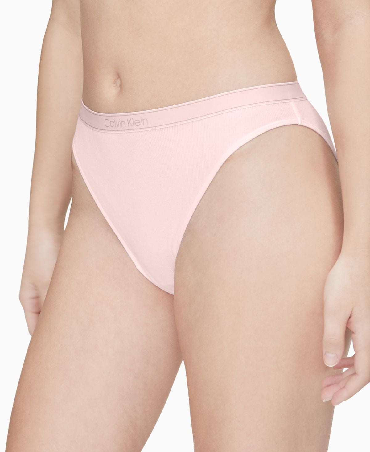 Calvin Klein Womens Pure Ribbed Cheeky Bikini Underwear,Barely Pink,X-Large