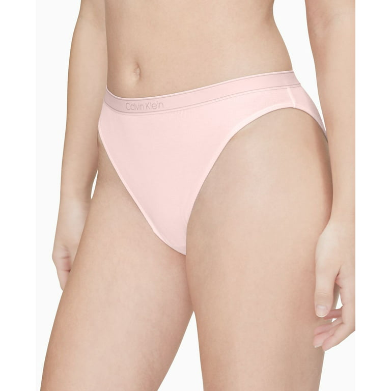 Calvin Klein Womens Pure Ribbed Cheeky Bikini Underwear,Barely Pink,X-Large  