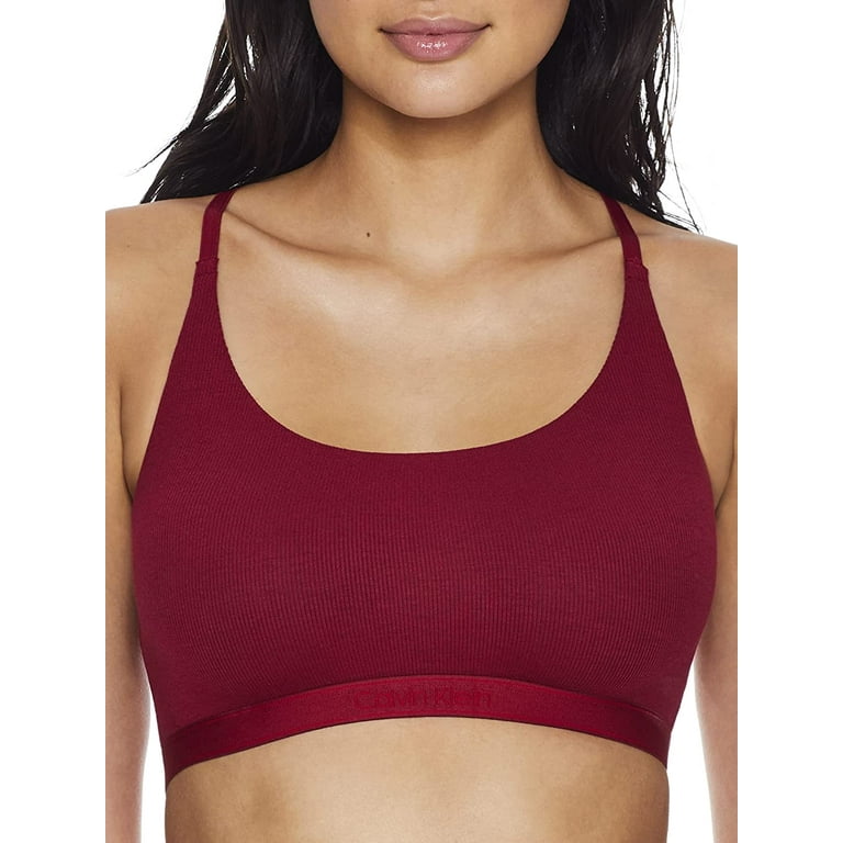 Calvin Klein Womens Pure Ribbed Unlined Bralette X-Small Rebellious