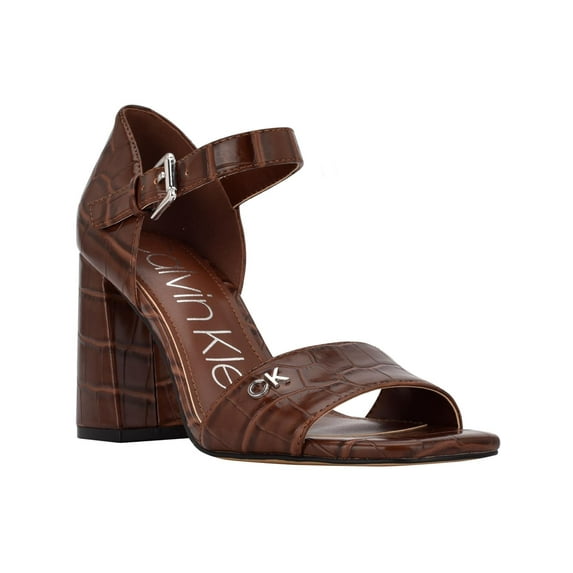 Calvin Klein Womens Quote Faux Leather Printed D'Orsay Heels