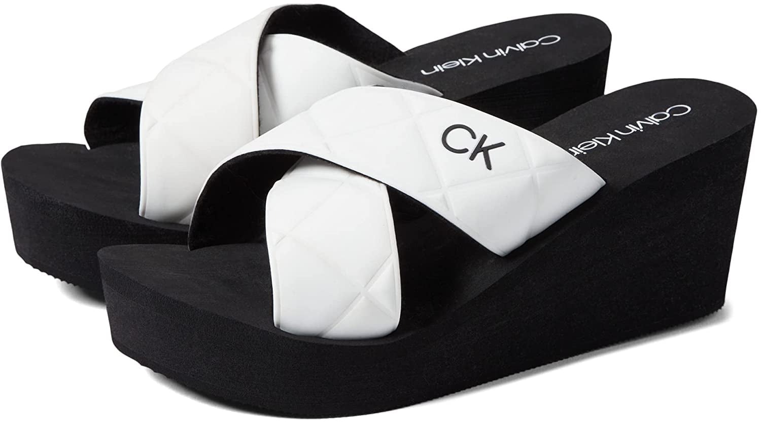 White calvin sales klein flip flops