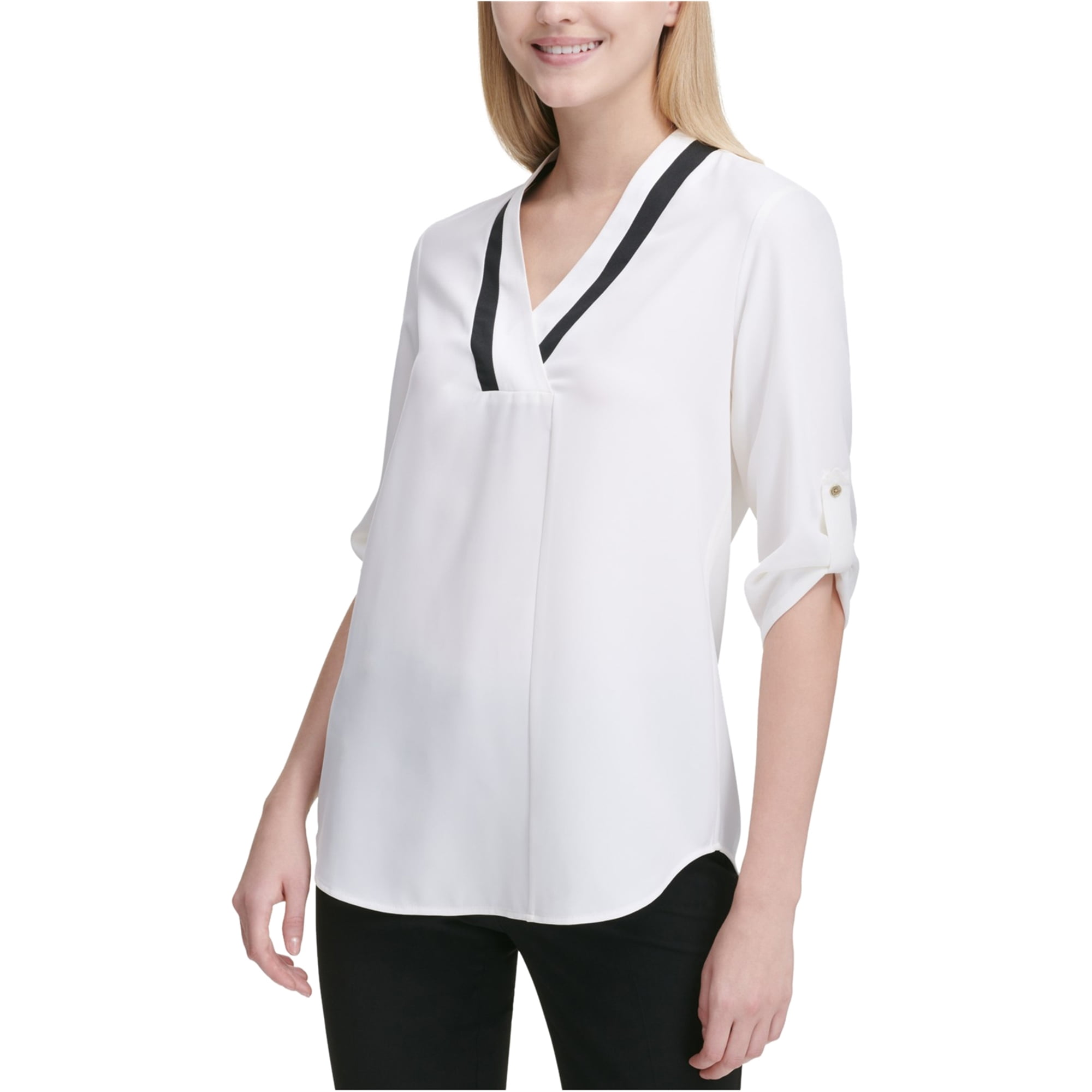 Calvin klein roll tab 2024 blouse