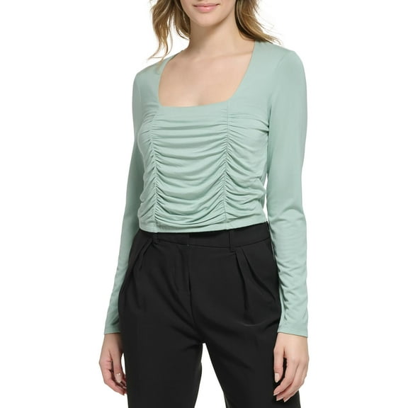 Calvin Klein Womens Ruched Front Knit Cropped