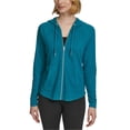 thumbnail image 1 of Calvin Klein Womens Ruched-Sleeve Hoodie Sweatshirt, Blue, Plus Size, 2X, 1 of 1