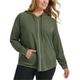 thumbnail image 1 of Calvin Klein Womens Ruched-Sleeve Hoodie Sweatshirt, Green, Plus Size, 3X, 1 of 1