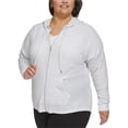 thumbnail image 1 of Calvin Klein Womens Ruched-Sleeve Hoodie Sweatshirt, Grey, Plus Size, 3X, 1 of 1