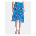 thumbnail image 1 of Calvin Klein Floral Midi Skirt Ocean Multi 4, 1 of 4