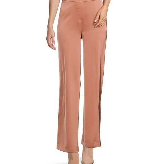 Calvin Klein Womens Satin High Rise Wide Leg Pants