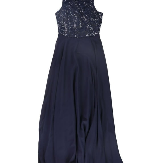 Calvin Klein Womens Sequin Gown Dress, Blue, 12