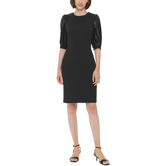 Calvin Klein Womens Sequined Midi Cocktail and Party Dress