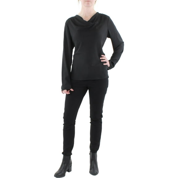 Calvin Klein Womens Cowlneck Long Sleeve Top Black M