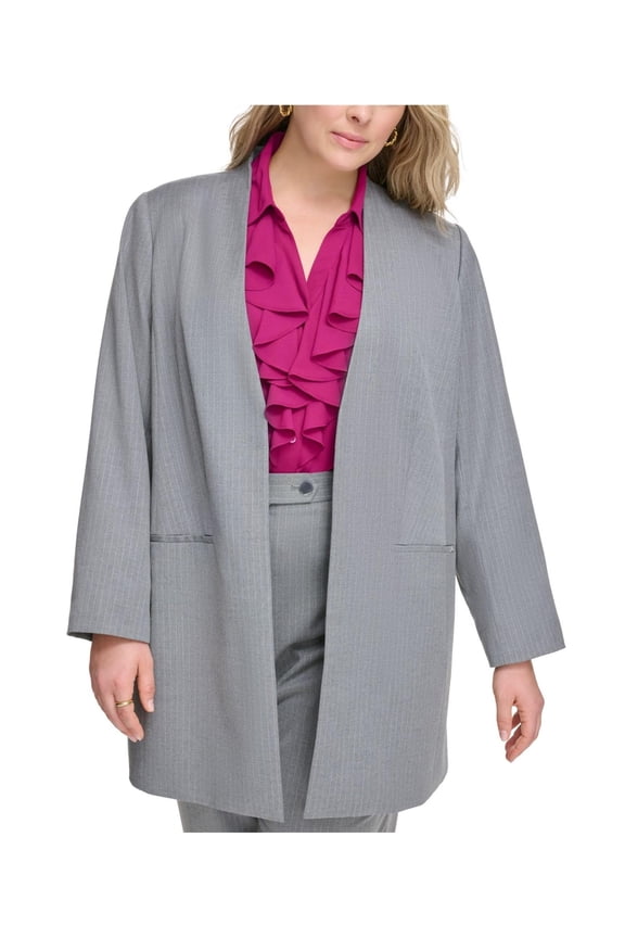 Womens Shoulder padding Blazer Jacket, Grey, 22W