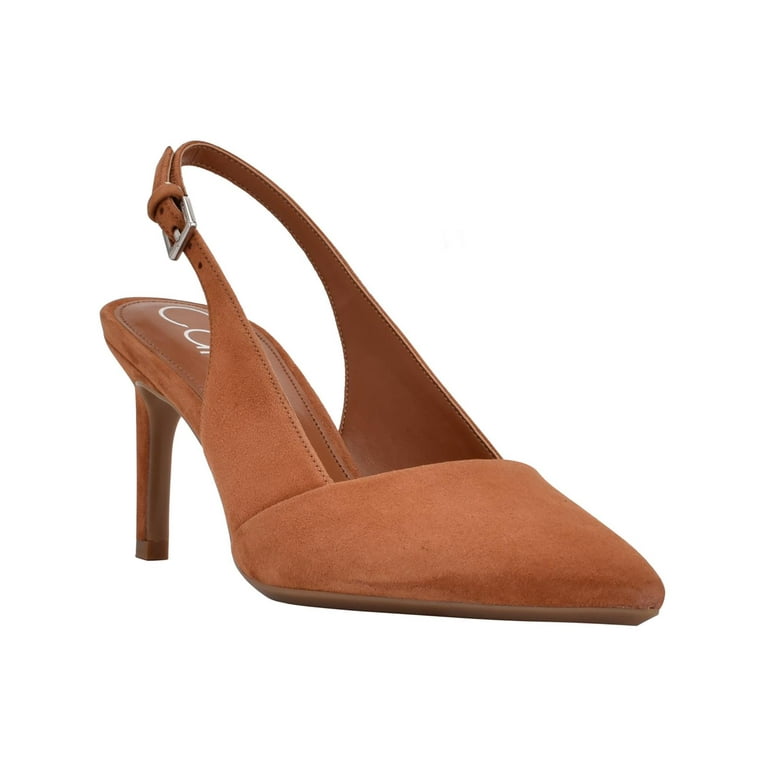 Calvin Klein Womens Silvia Suede Pointed Toe Slingback Heels