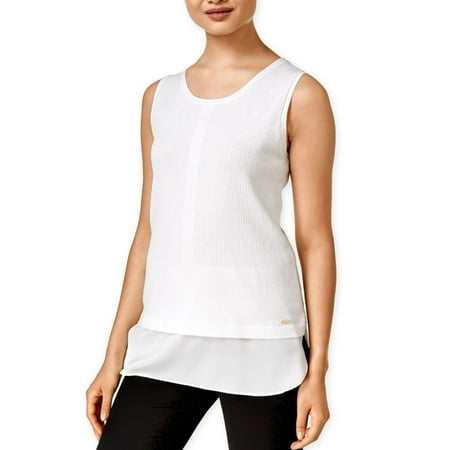 Calvin Klein Womens Sleeveless Layered Pullover Sweater