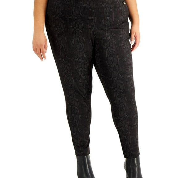 Calvin Klein Womens Snake Print Stretch Casual Trouser Pants, Brown, Plus Size, 3X