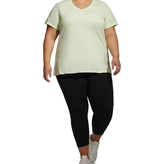 Calvin Klein Womens Solid Basic T-Shirt, Green, Plus Size, 2X