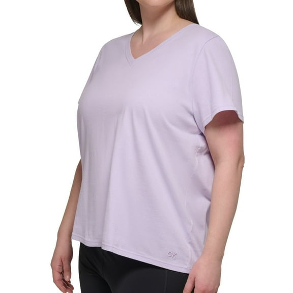 Calvin Klein Womens Solid Basic T-Shirt, Purple, Plus Size, 2X