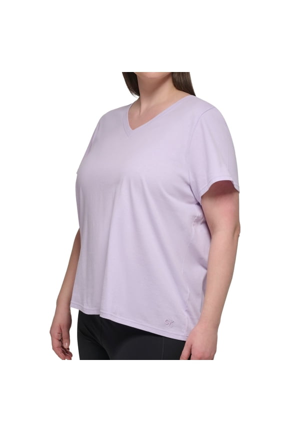 Womens Solid Basic T-Shirt, Purple, Plus Size, 2X