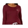 thumbnail image 1 of Calvin Klein Womens Solid Button Front Top,Maroon/Logo Print,Medium, 1 of 1