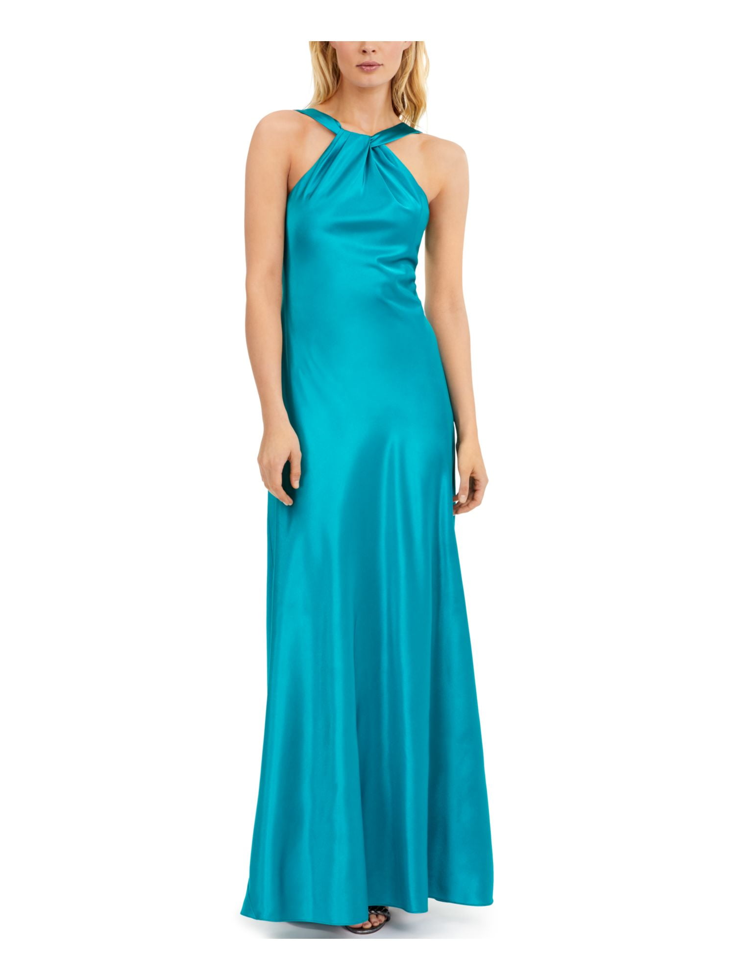 Calvin Klein Womens Solid Gown Dress, Green, 14