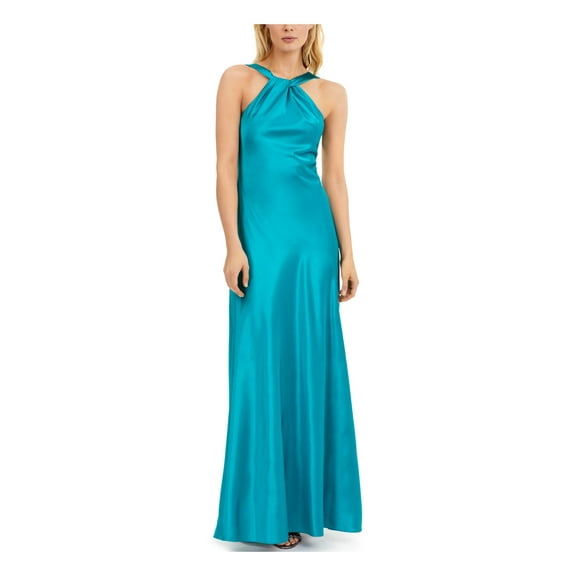 Calvin Klein Womens Solid Gown Dress, Green, 14