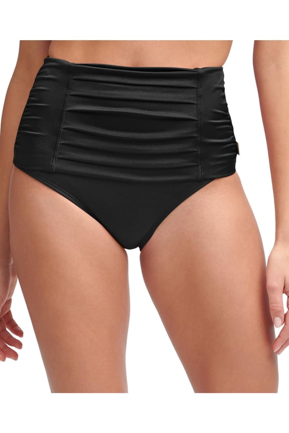 Womens Solid High-Waist Swim Bottom Separates