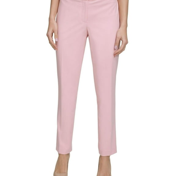 Calvin Klein Womens Slim Mid Rise Ankle Dress Pants, Pink, 4